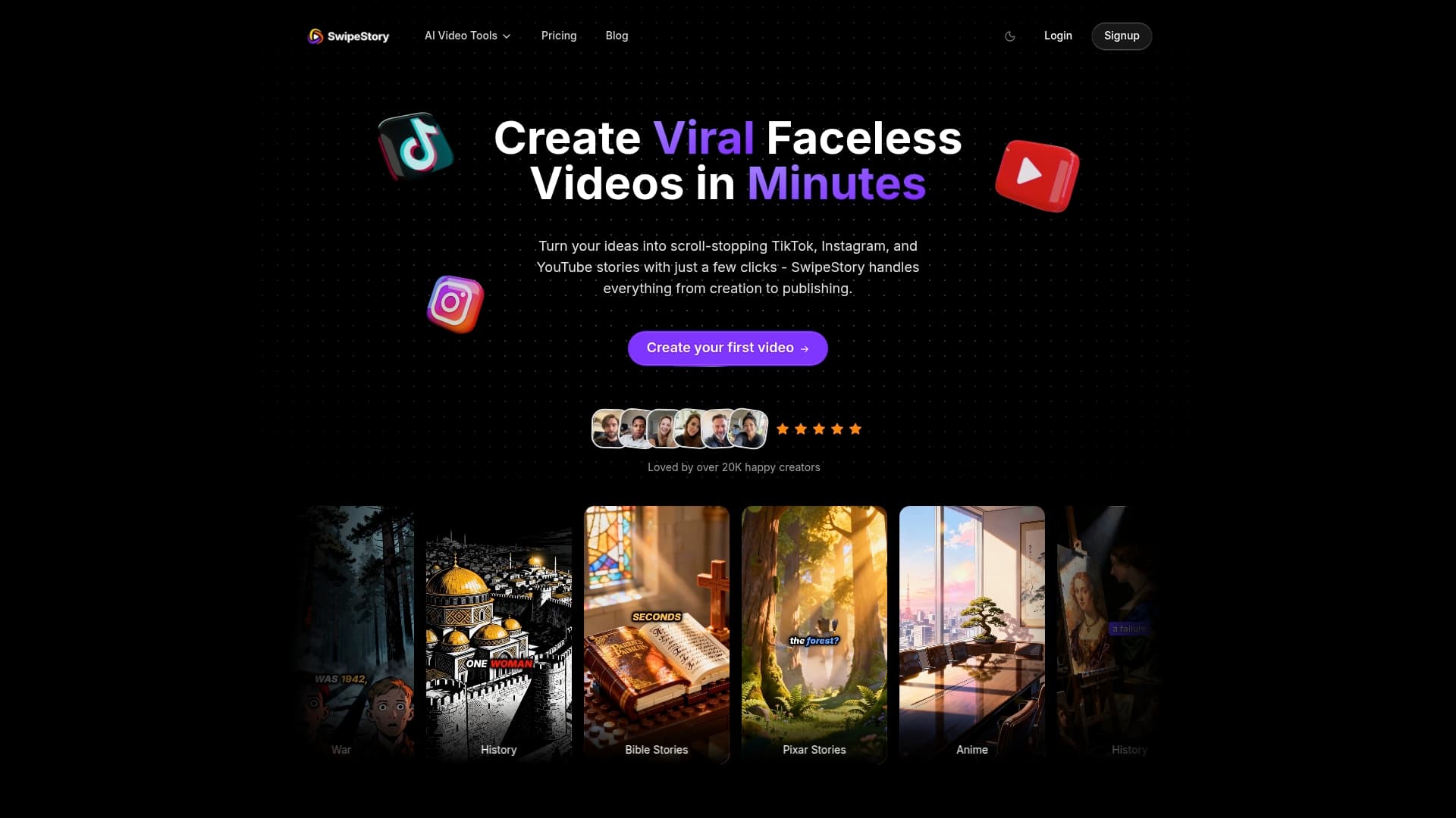 Screenshot of swipestory.click