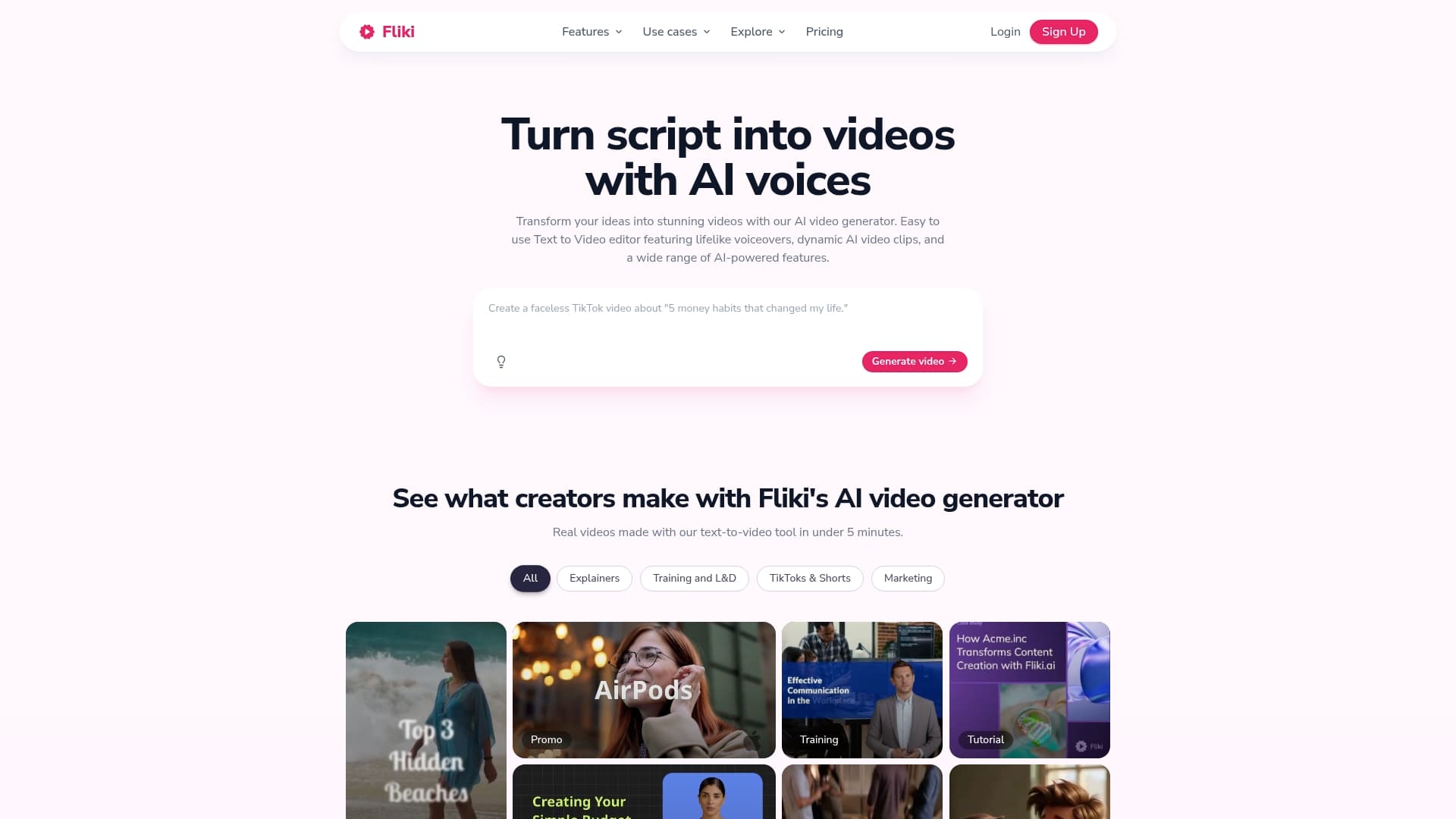 Screenshot of fliki.ai