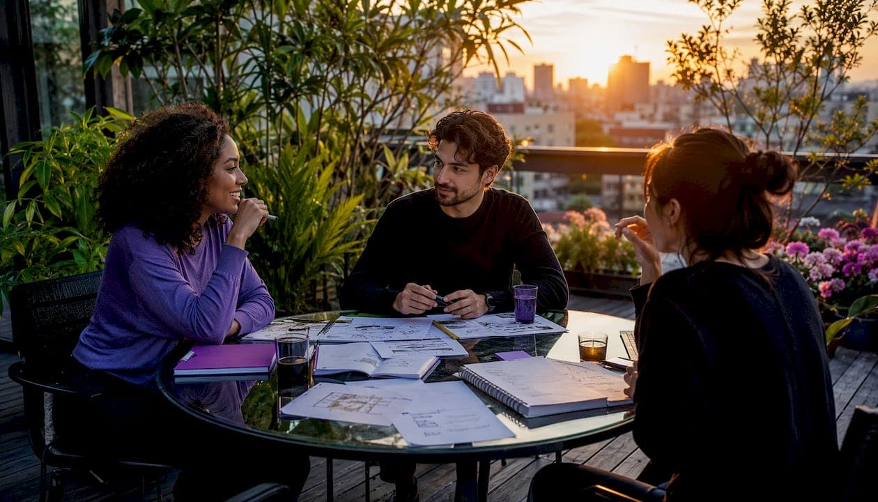 Diverse team planning video marketing strategy