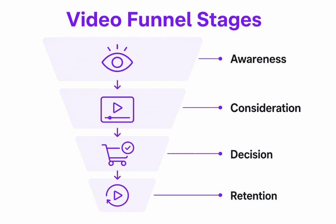 Infographic illustrating social video funnel stages