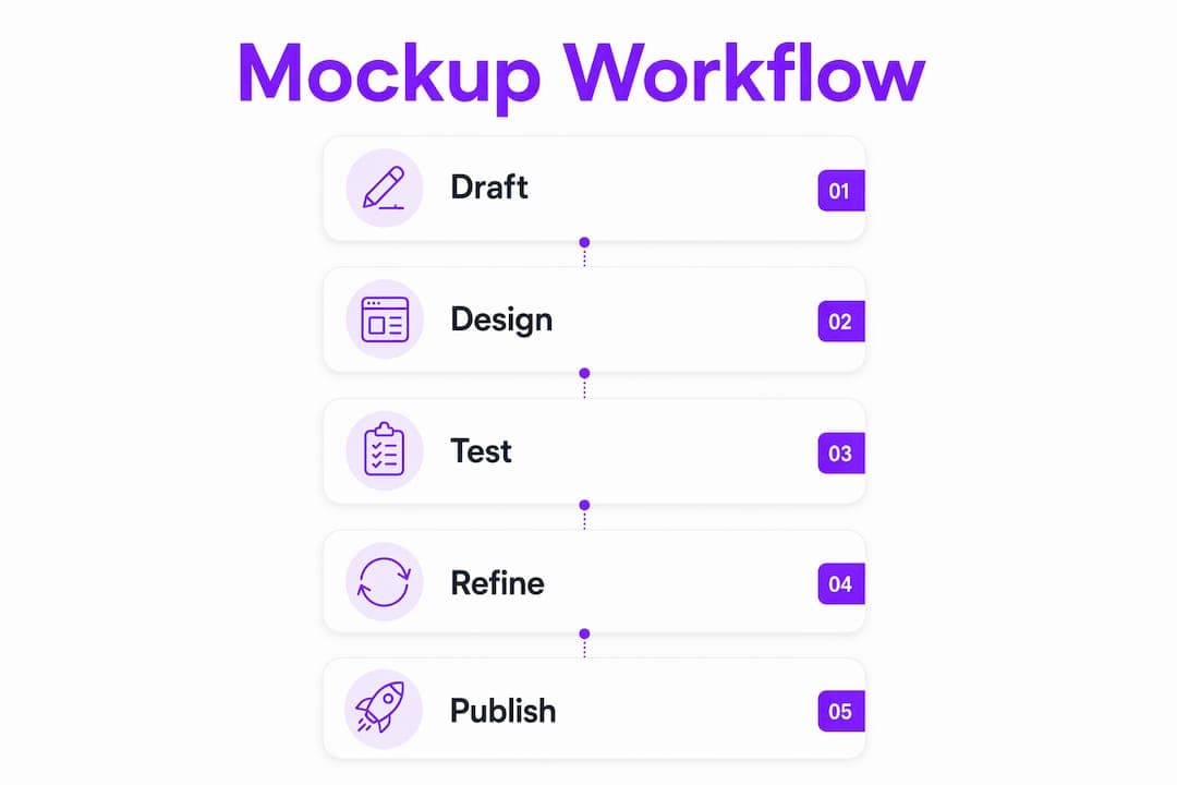 Infographic illustrating YouTube mockup workflow steps